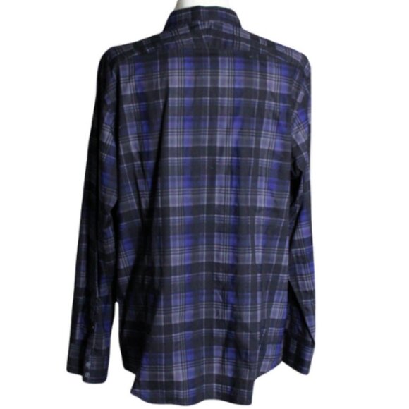 Banana Republic LEGGIUNO SZ XLG Slim Fit 100% Cotton Blue Plaid LS Shirt - Picture 2 of 10